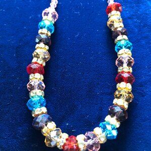 Jewelry Set Faceted Glass Beaded Rondelle Multi Colored Necklace Earrings New